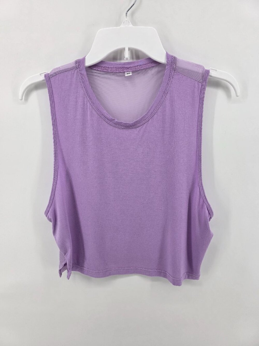 Lavender Crop Tank Top – Size M – Sheer Mesh Back Like New